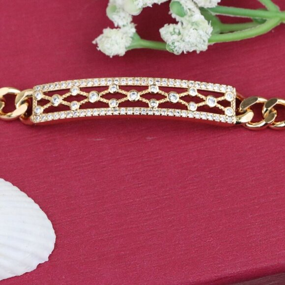 Rose Gold Elegant Cubic Zirconia Bracelet in 20cm Chain for Women, XPBL0718 - Picture 11 of 12